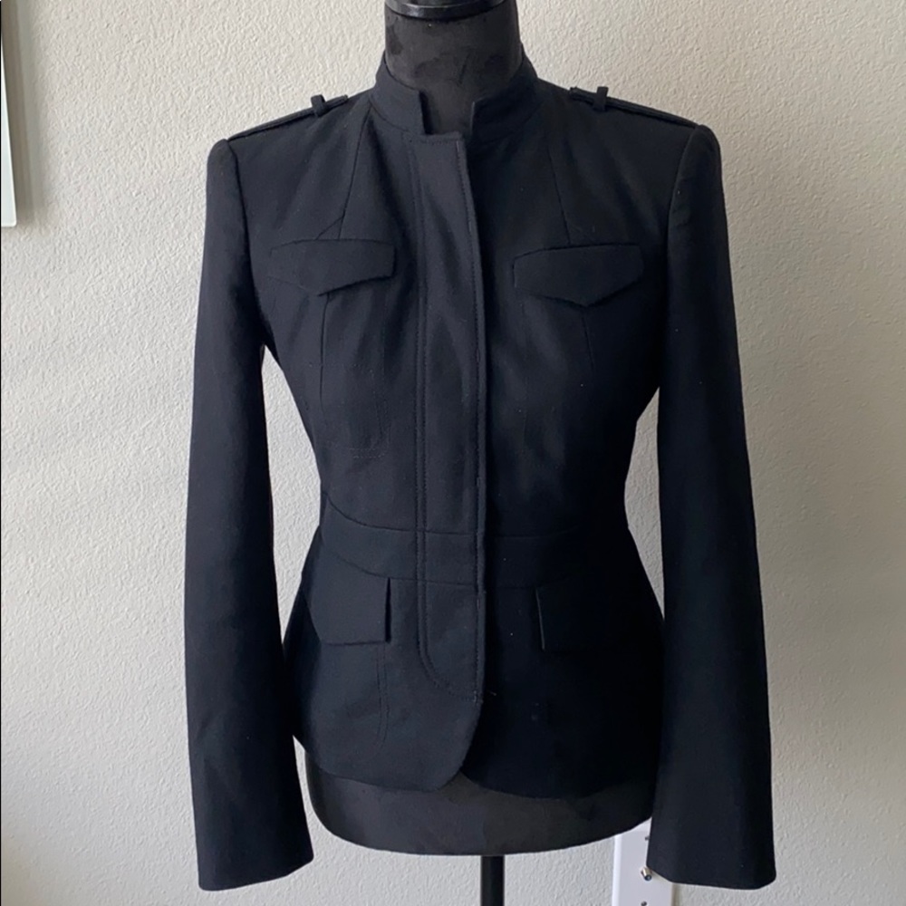 Fitted Stretch Petite 97% Wool Button Blazer